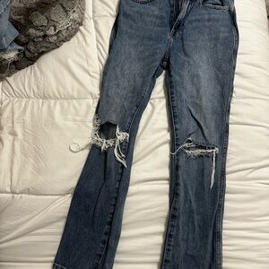 Pistola Distressed Straight Leg Jeans in Blue Size 25